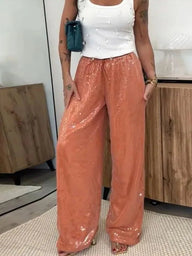 Valerie Sequin Wide-Leg Trousers