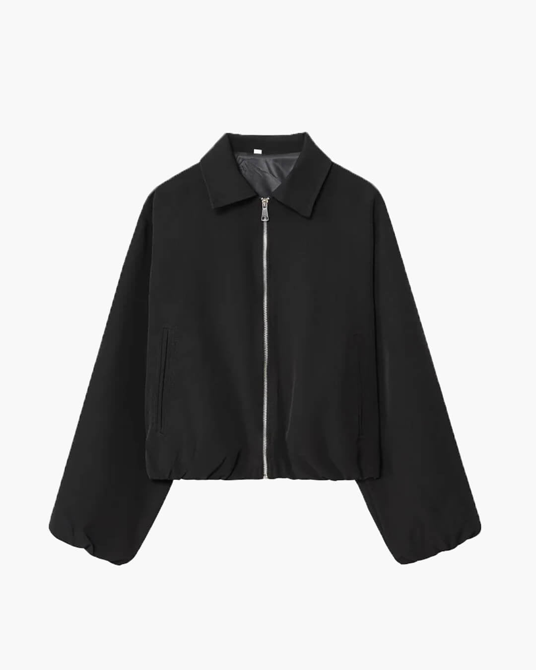 SOKYND Meera Puff Sleeve Bomber Jacket Coats & JacketsBlackXS