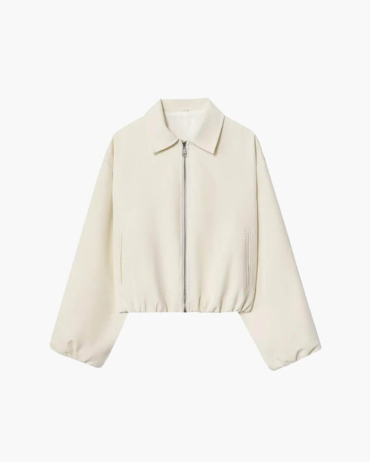 SOKYND Meera Puff Sleeve Bomber Jacket Coats & JacketsIvoryXS