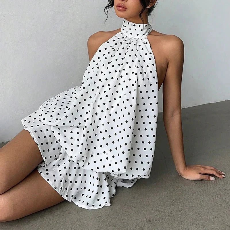 SOKYND Melisande Halter Backless Mini Dress DressPolka DotM