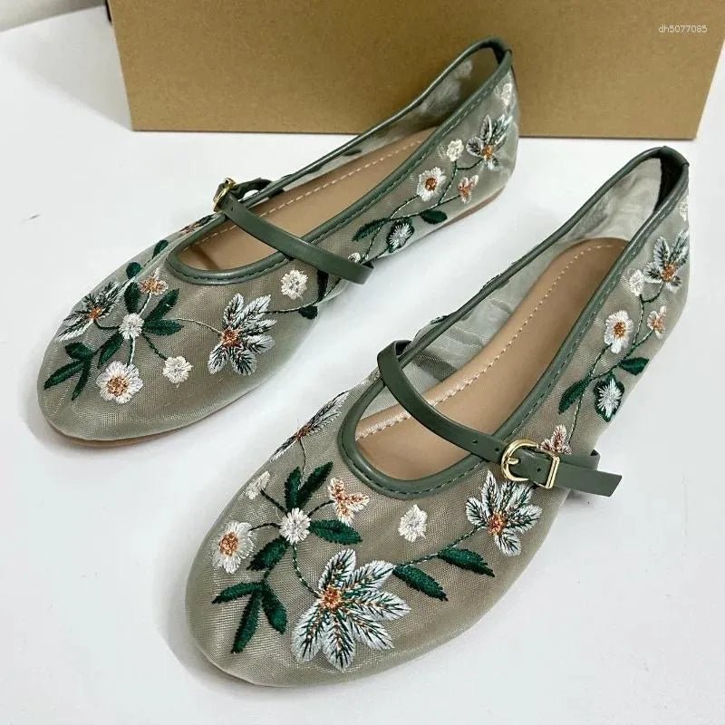 SOKYND Mia Embroidered Ballet Flats ShoesoZ1772777205919441241Green36
