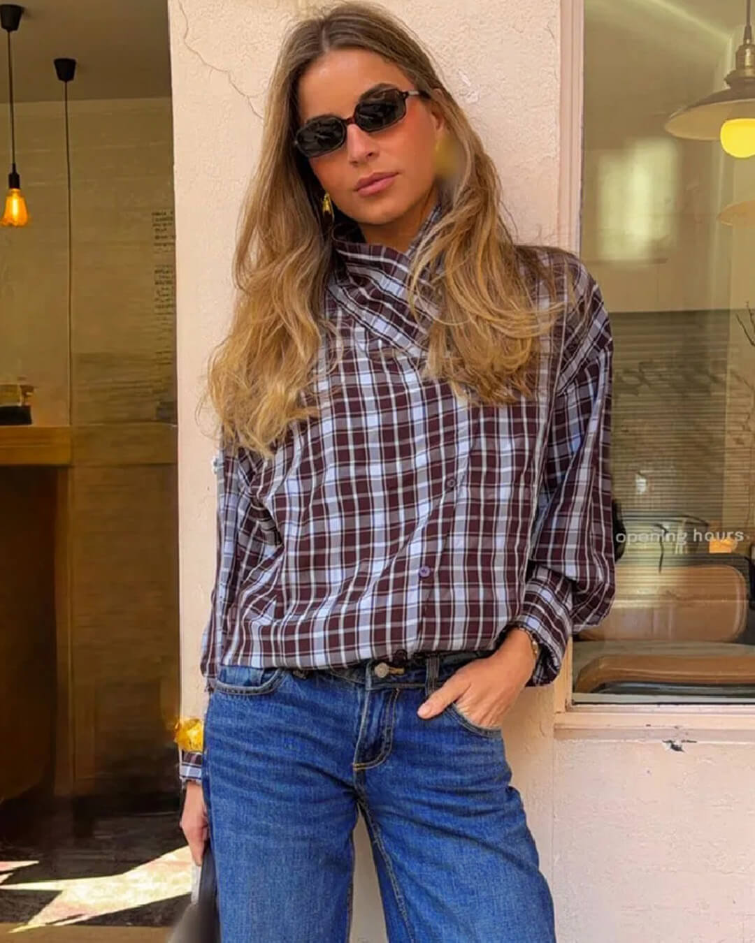 SOKYND Mia Poplin Plaid Wrap Shirt ShirtSOKYND-742679-L-OS-46935L