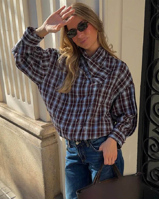 SOKYND Mia Poplin Plaid Wrap Shirt ShirtSOKYND-742679-M-OS-14167M