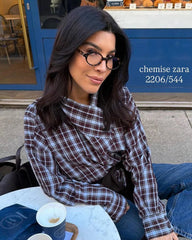 Camisa Mia em Popelina às Riscas com Laço
