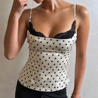 Top de alças Mikha com bolinhas e renda
