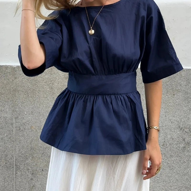 SOKYND Monica Ruffled Backless Blouse BlouseSOKYND-680855-NAV-S-82775NavyS