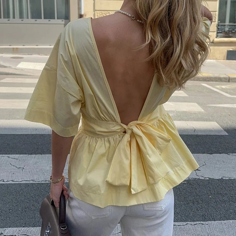 SOKYND Monica Ruffled Backless Blouse BlouseSOKYND-680855-YEL-S-84471YellowS
