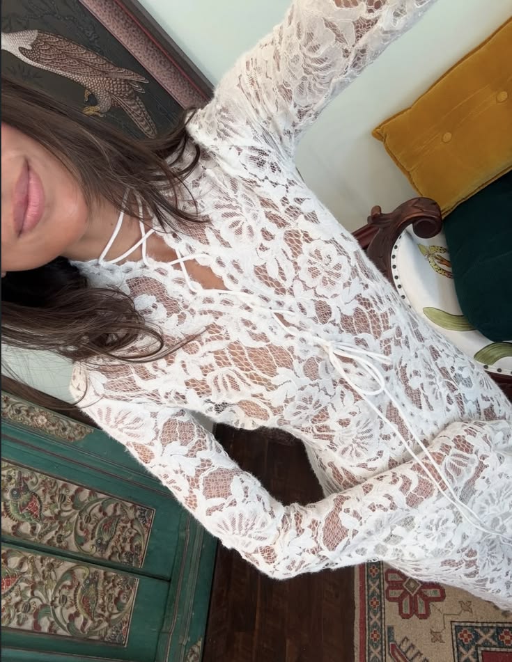 SOKYND Nadia French Lace Tie Dress DressSOKYND-308119-WHI-M-64215WhiteM