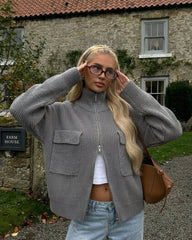 Nadia Funnel Neck Zip Up Sweater