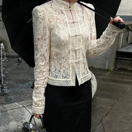 Blusa Nicole de Renda de Manga Comprida