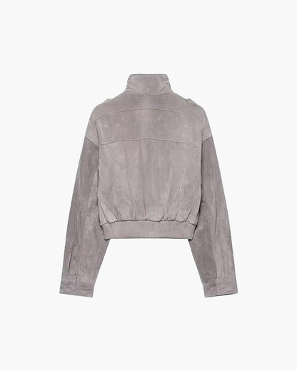SOKYND Nina Faux Suede Cropped Jacket JacketSOKYND-838551-GRE-L-50647GreyL