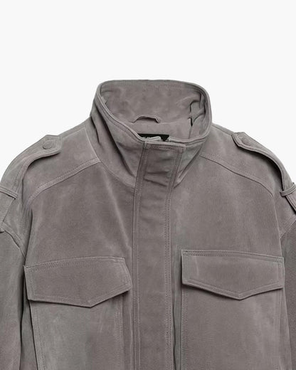 SOKYND Nina Faux Suede Cropped Jacket JacketSOKYND-838551-GRE-L-50647GreyL