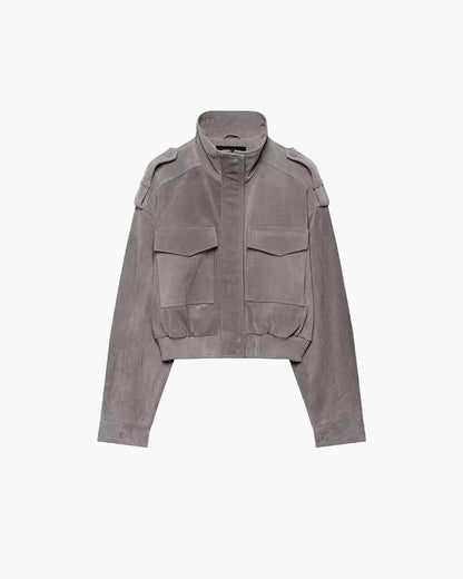SOKYND Nina Faux Suede Cropped Jacket JacketSOKYND-838551-GRE-XS-52343GreyXS