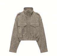 Casaco Curto Nina em Faux Suede
