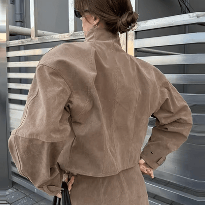 SOKYND Nina Faux Suede Zip Jacket JacketSOKYND-806231-BRO-S-12951BrownS