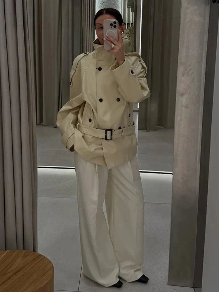SOKYND Nina Stand Collar Trench Coat CoatSOKYND-242647-B-L-90551BeigeL