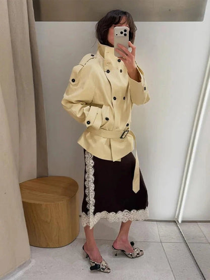 SOKYND Nina Stand Collar Trench Coat CoatSOKYND-242647-B-M-57783BeigeM