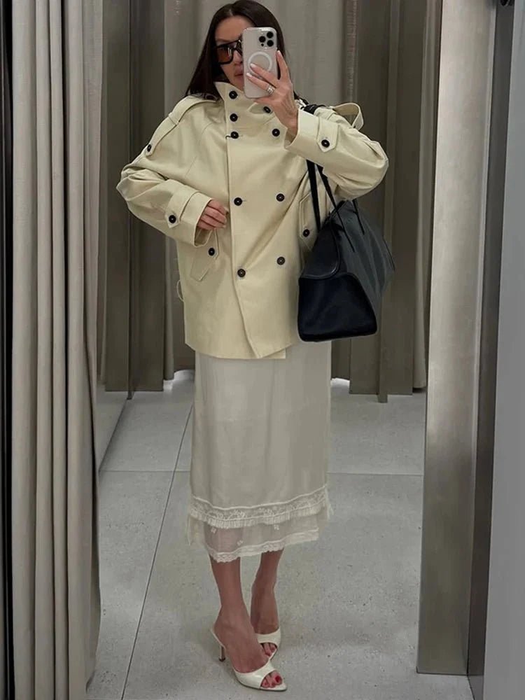 SOKYND Nina Stand Collar Trench Coat CoatSOKYND-242647-B-M-57783BeigeM