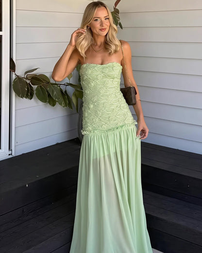 SOKYND Oriane Strapless Floral Lace Maxi Dress DressSOKYND-823063-SAG-L-15671Light GreenL