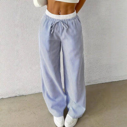 SOKYND Orla Striped Straight Casual Pants BottomsBlueS