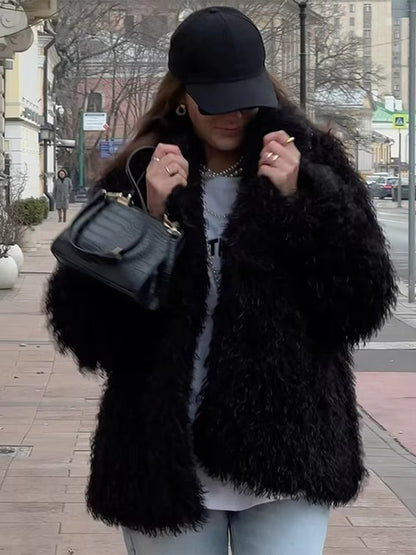 SOKYND Priscilla Fuzzy Faux Fur Coat Coats & JacketsQV1767356248755786521BlackL