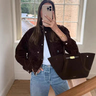 Casaco Angela Vintage Ombro Largo em Suede