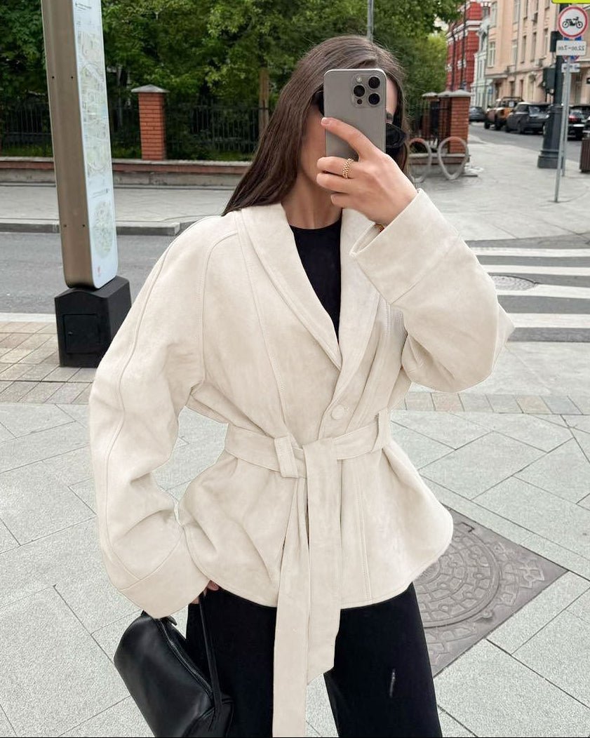 SOKYND Rebecca Belted Suede Trench Coat CoatSOKYND-557271-BEI-M-60919BeigeM