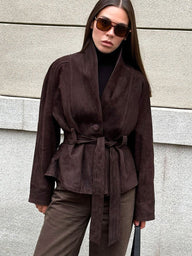Rebecca Trench Coat em Camurça Sintética Cintado