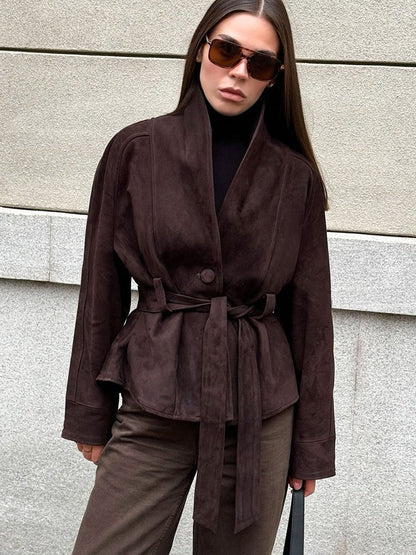 SOKYND Rebecca Belted Suede Trench Coat CoatSOKYND-557271-BRO-XS-31543BrownXS