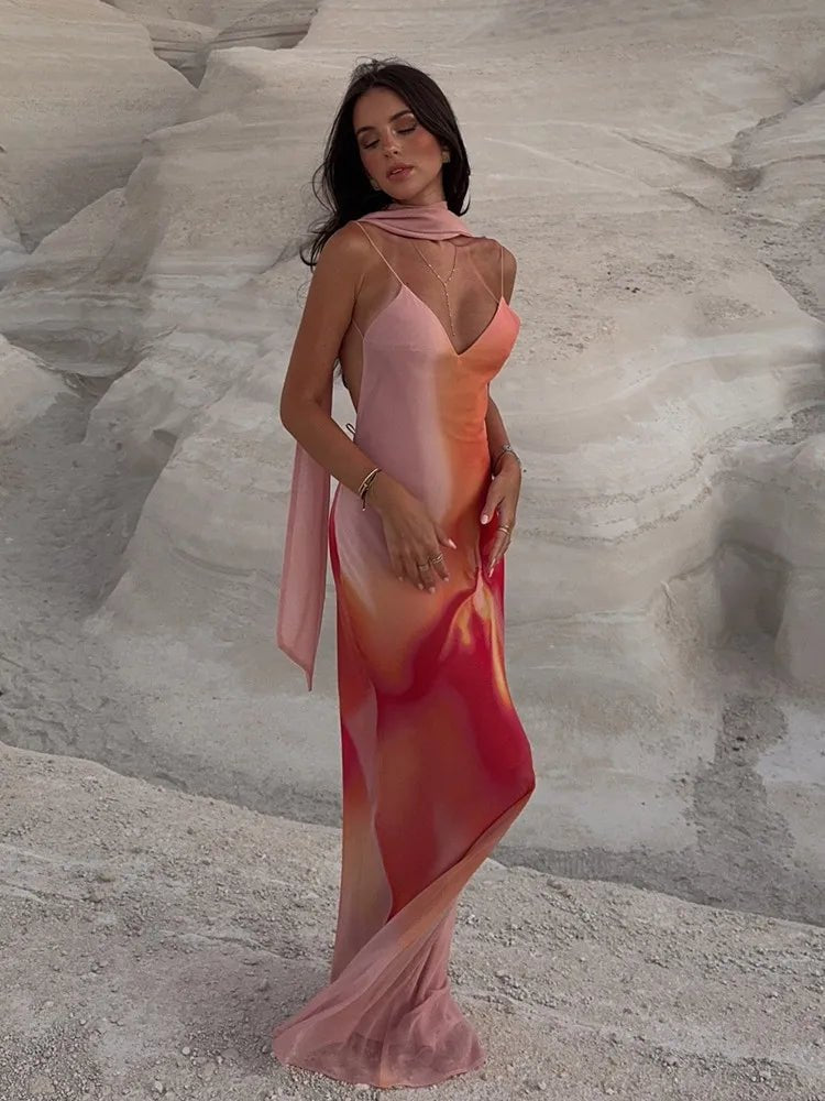 SOKYND Remy Open-Back Ombre Satin Maxi Dress DressSOKYND-790295-ORA-S-19063OrangeS