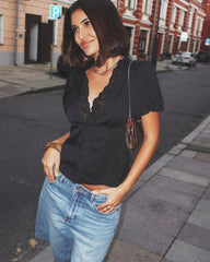 Rosalie Lace Short Sleeve V-Neck Top
