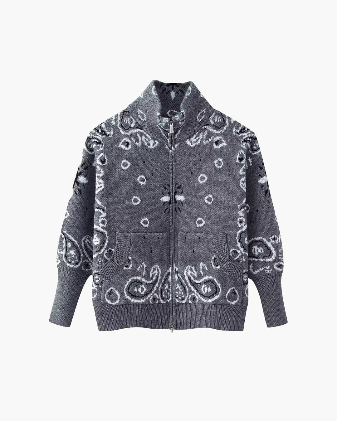 SOKYND Ruth Paisley Zip-Up Knit Jacket JacketSOKYND-675863-GRE-S-45719GreyS