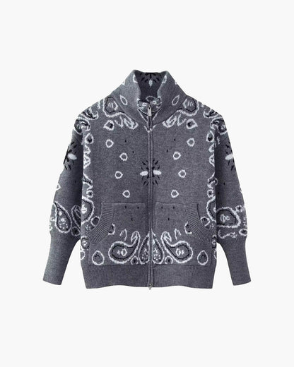 SOKYND Ruth Paisley Zip-Up Knit Jacket JacketSOKYND-675863-GRE-S-45719GreyS