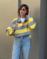 Camisola de malha com decote em V às riscas Sabine