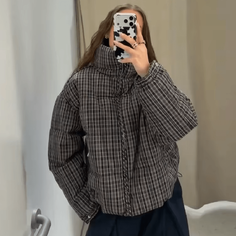 SOKYND Sabrina Plaid Puffer Jacket JacketSOKYND-964503-S-OS-83991S