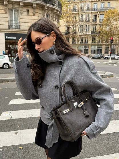 SOKYND Sara Double-Breasted Turtleneck Coat CoatSOKYND-773975-L-OS-78807L