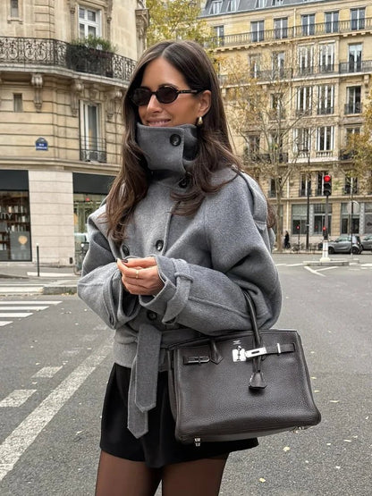 SOKYND Sara Double-Breasted Turtleneck Coat CoatSOKYND-773975-S-OS-13271S
