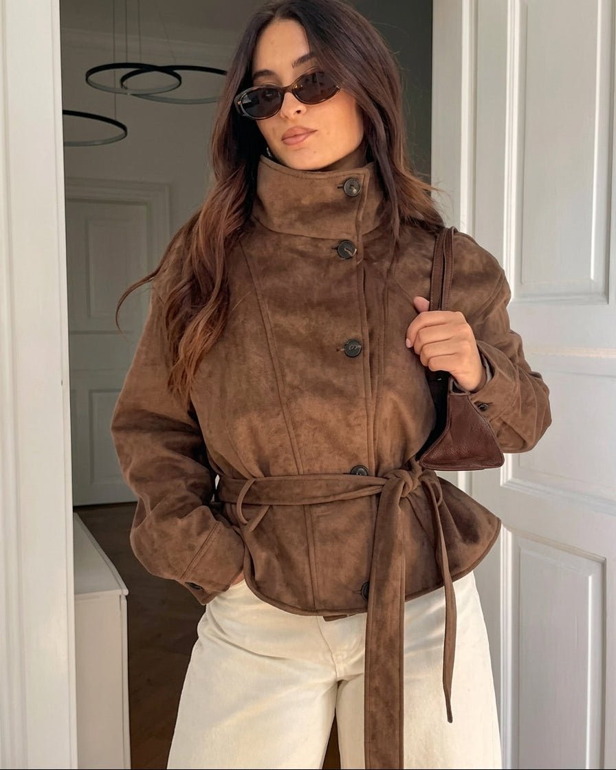 SOKYND Sarah Faux Suede Lace Up Jacket JacketSOKYND-923351-BRO-XS-05591BrownXS