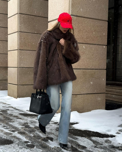 SOKYND Sariyah Faux Fur Coat Coats & JacketsQD1767356248758402257BrownM