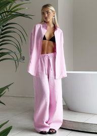 Conjunto Lounge Simona em Algodão Camisa com Botões e Calças Largas