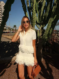 Emily Knitted Tassel Skirt Set