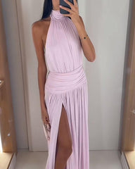 Teresa Vestido Longo Sem Mangas com Racha Lateral