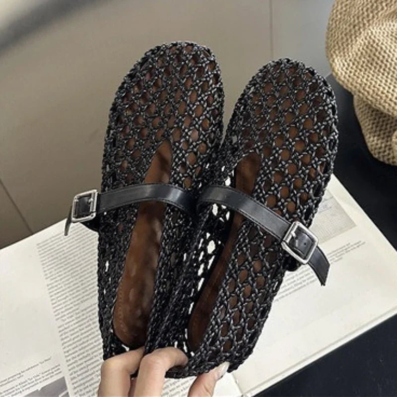 SOKYND Sophia Woven Mesh Flat Sandals ShoesSOKYND-013399-WHI-35-33687White35