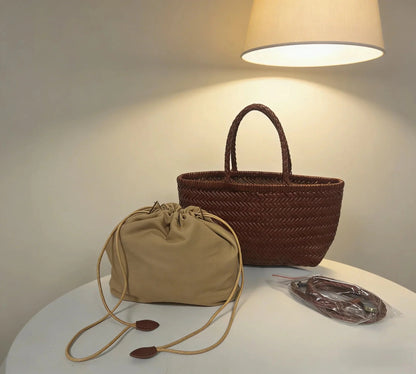 SOKYND Stellina Handwoven Leather Tote Bag BagsBrown