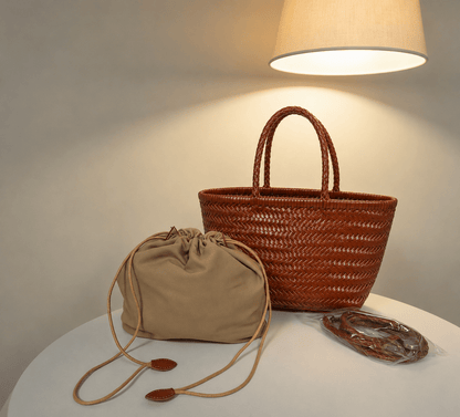 SOKYND Stellina Handwoven Leather Tote Bag HandbagsSOKYND-490711-BRO-OS-42871Brown