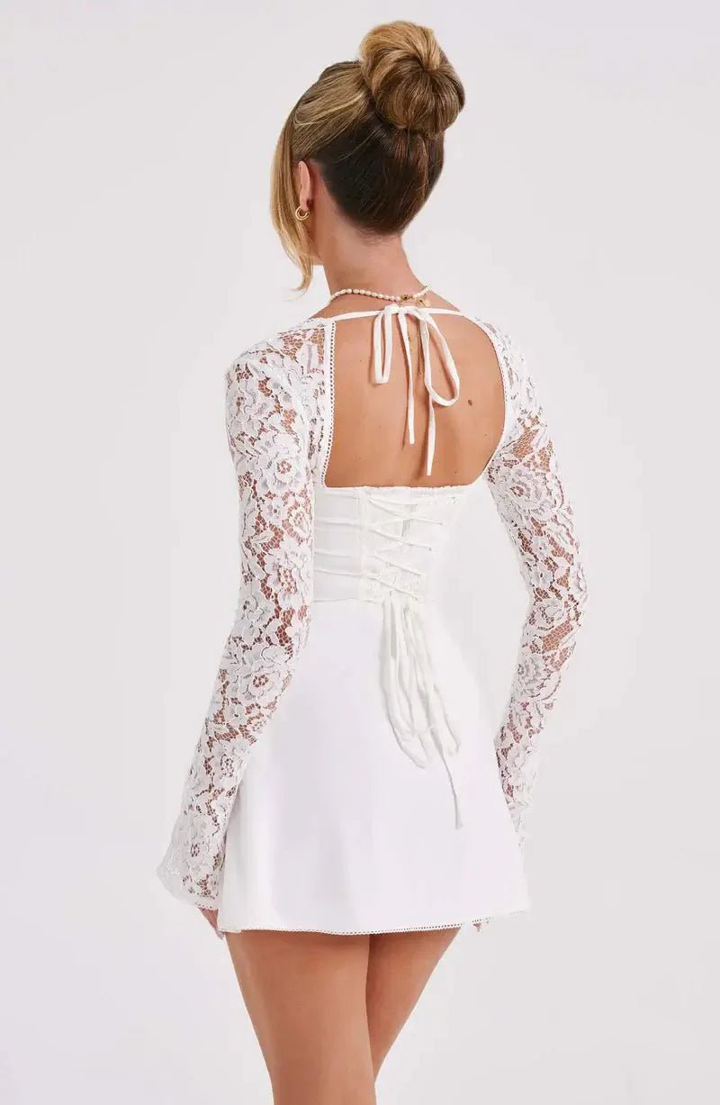 SOKYND Sylva Mini Dress with Lace Details DressWhiteM