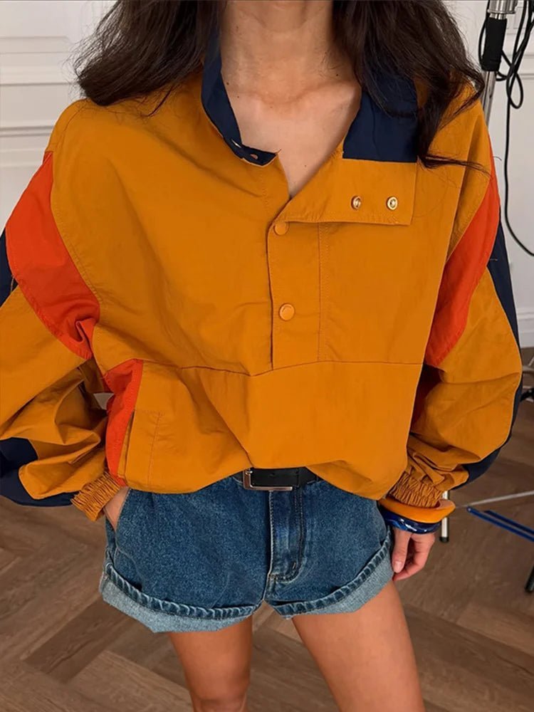 SOKYND Teresa Oversized Colorblock Cropped Jacket JacketSOKYND-116311-BRO-M-29719BrownM