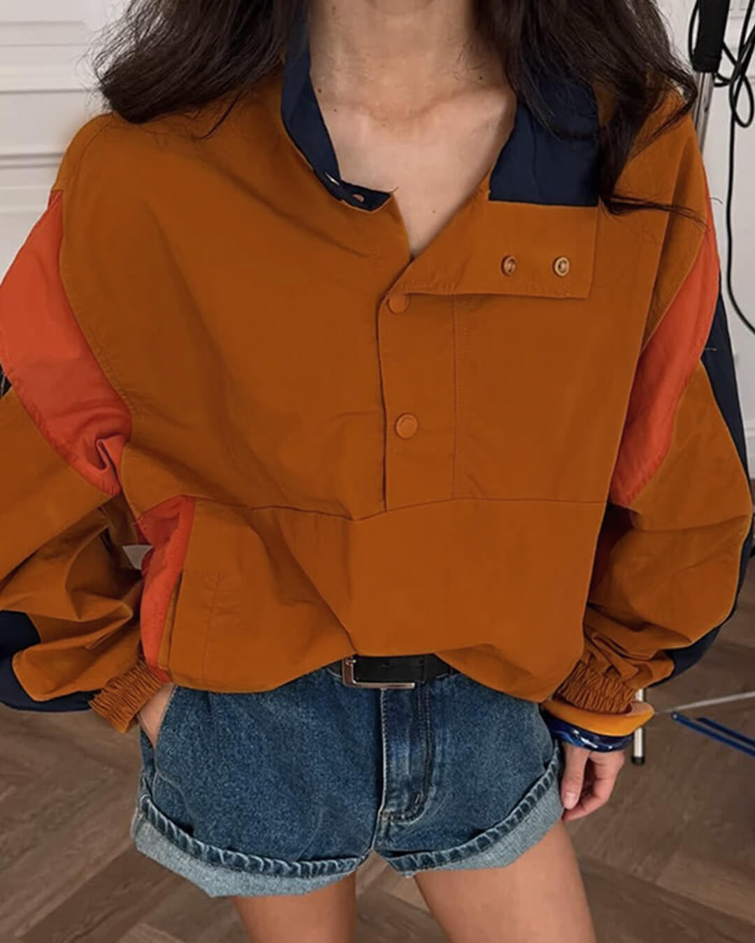 SOKYND Teresa Oversized Colorblock Cropped Jacket JacketSOKYND-116311-BRO-S-96951OrangeS