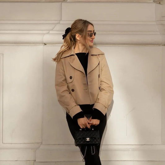 SOKYND Thelma Cropped Trench Coat Coats & JacketsJt1774219786687453214BeigeS