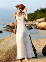 Aelita Vestido tipo Camisola com Decote em V e Costas Nuas